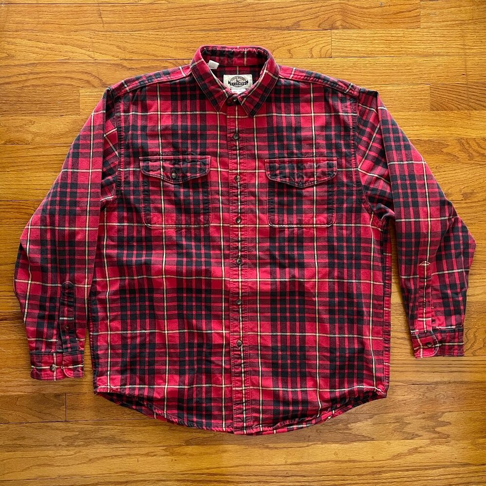 VTG Eddie Bauer Legends Men's Red Check Shirt Large Long Sleeve Flannel Outdoor
